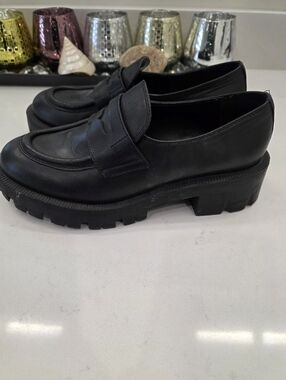 Mango Black Chunky Lug Penny Loafers Genuine Leather EUR 37 / US 6.5 / 23.5 CM